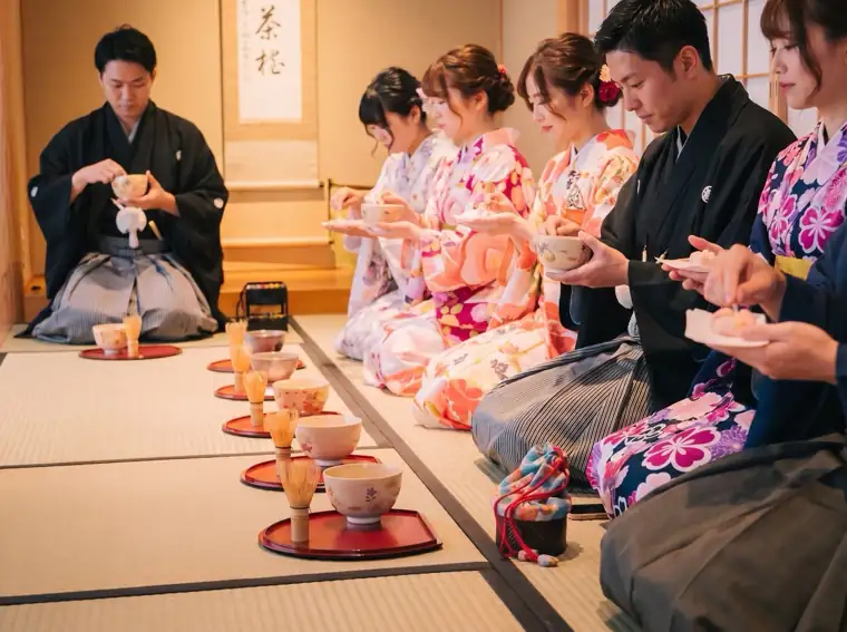 Tea ceremony cultural experience in kimono in Nagoya, Japan